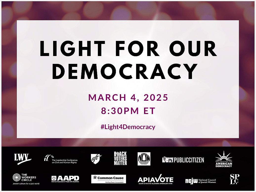 🎥 Watch the Light for Our Democracy Livestream! action